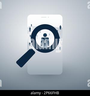Human Resources - Personal Audit - Headhunter or Hiring Symbol Design with Magnifying Glass Stock Vector