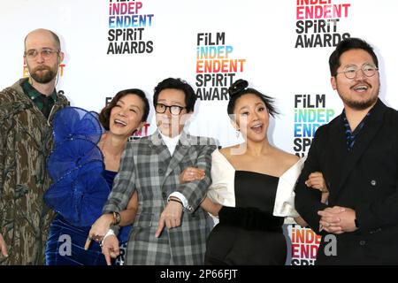 Daniel Scheinert, Ke Huy Quan, Michelle Yeoh, Stephanie Hsu, Daniel Kwan at arrivals for Film Independent Spirit Awards - Part 3, , Santa Monica, CA March 4, 2023. Photo By: Priscilla Grant/Everett Collection Stock Photo