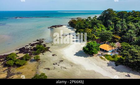 Aerial of Joao Viera island, Marinho Joao Vieira e Poilao National Park, Bijagos archipelago, Guinea Bissau, West Africa, Africa Stock Photo