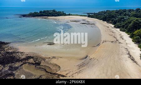 Aerial of Joao Viera island, Marinho Joao Vieira e Poilao National Park, Bijagos archipelago, Guinea Bissau, West Africa, Africa Stock Photo