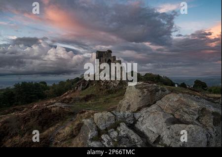 The Mow Cop Folly on the Cheshire Staffordshire border, Cheshire, England, United Kingdom, Europe Stock Photo