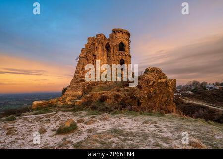 The Folly at Mow Cop on a winter morning, Mow Cop, Cheshire, England, United Kingdom, Europe Stock Photo