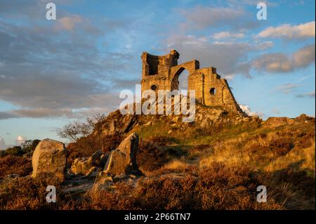The Mow Cop Folly on the Cheshire and Staffordshire border, Cheshire, England, United Kingdom, Europe Stock Photo