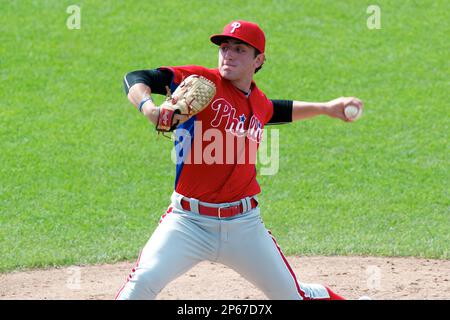 Rob Kaminsky #3 of St. Joe's High School in Montvale, New Jersey playing  for the Philadelphia Phillies scout team during the East Coast Pro Showcase  at Alliance Bank Stadium on August 2