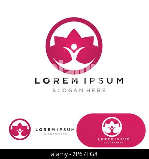 yoga logo design stock. human meditation in lotus flower vector ...