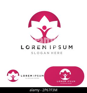 yoga logo design stock. human meditation in lotus flower vector ...