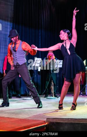 Dancers at latest incarnation of Buena Vista Social Club, Havana, Cuba, West Indies, Caribbean, Central America Stock Photo