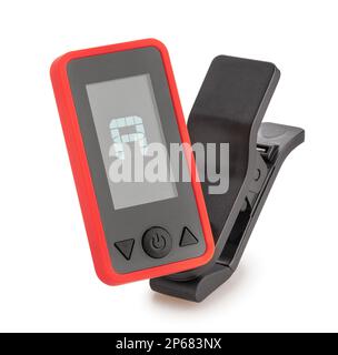 guitar clamp tuner path isolated on white Stock Photo
