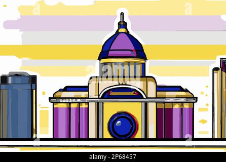 Chisinau, Moldova Travel Skyline. Handmade vector art illustration. Stock Vector