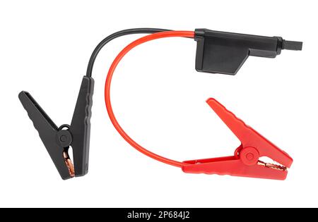 engine jump starter clamp path isolated on white Stock Photo