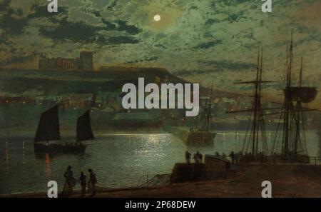 Whitby Harbour. John Atkinson Grimshaw. 1878. Stock Photo