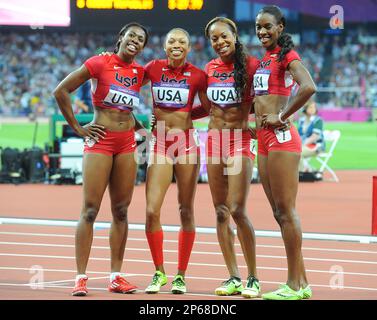 Sanya Richards-Ross, Deedee Trotter, Francena McCorory, and Allyson Felix  win gold in the women's 400m relay on the final night of Athletics at  Olympi Stock Photo - Alamy