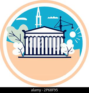 Athens, Greece Ancient Skyline. Handmade vector art illustration. Stock Vector