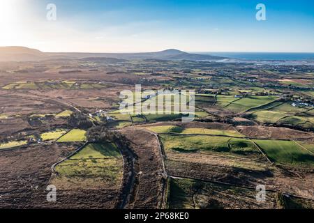 Aerial view of the Burtonport Railway Walk by Falcarragh in County Donegal, Republic of Ireland. Stock Photo
