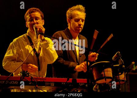 Alexis Taylor and Al Doyle - Hot Chip, V2008, Hylands Park, Chelmsford, Essex, Britain - 17 August 2008 Stock Photo