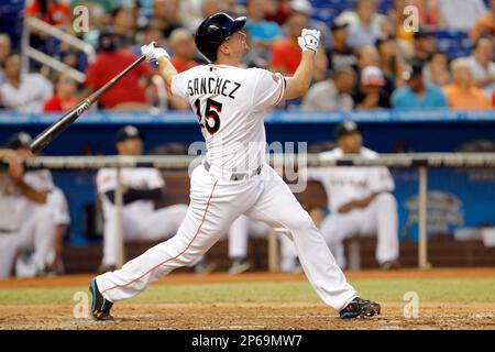 Florida Marlins Omar Infante plays in a game against the New York Mets, Sun  Life Stadium, Miami, FL, April 1, 2011( AP Photo/Tom DiPace Stock Photo -  Alamy