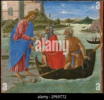 Matteo di Giovanni, The Calling of Saints Peter and Andrew, 1470s, tempera with oil and gold on panel. Stock Photo