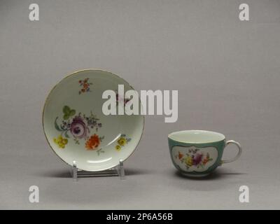 Meissen Porcelain Manufactory, Cup and Saucer, 19th century, hard-paste porcelain. Stock Photo