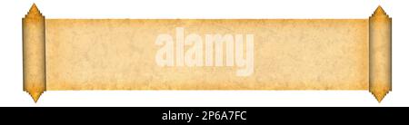 Abstract paper rolls of old, weathered grunge paper with plenty of space for text or copy. Vintage paper blank surface isolated on a white background. Stock Photo