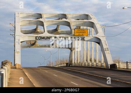 March 3, 2014. Selma, Alabama.  Edmund Pettus Bridge, Civil Rights monuments, Bloody Sunday Mural, Amelia Boynton Robinson and Marie Foster Monument, Stock Photo