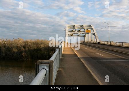 March 3, 2014. Selma, Alabama.  Edmund Pettus Bridge, Civil Rights monuments, Bloody Sunday Mural, Amelia Boynton Robinson and Marie Foster Monument, Stock Photo