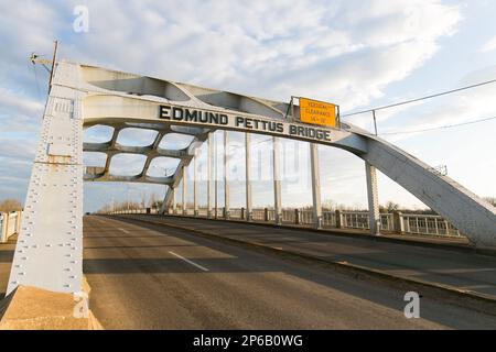 March 3, 2014. Selma, Alabama.  Edmund Pettus Bridge, Civil Rights monuments, Bloody Sunday Mural, Amelia Boynton Robinson and Marie Foster Monument, Stock Photo