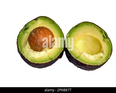 avocado cut in half isolated on white Stock Photo