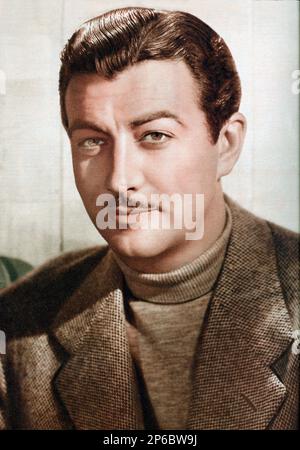 1947 ca, USA  : The movie actor ROBERT TAYLOR ( 1911 - 1969 ), pubblicity still  - CINEMA - portrait - ritratto - baffi - moustache ----  Archivio GBB Stock Photo