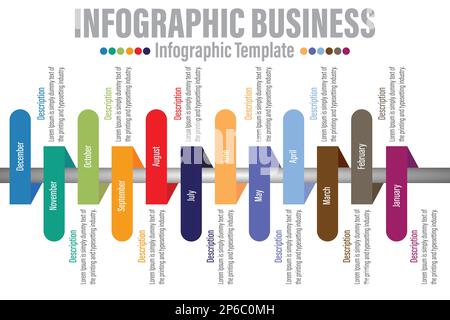 6Project 6Months 6YearModern Timeline diagram with progress circle, presentation vector infographic with circle. Infographic template for business. Stock Vector