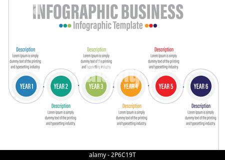 6Project 6Months 6YearModern Timeline diagram with progress circle, presentation vector infographic with circle. Infographic template for business. Stock Vector