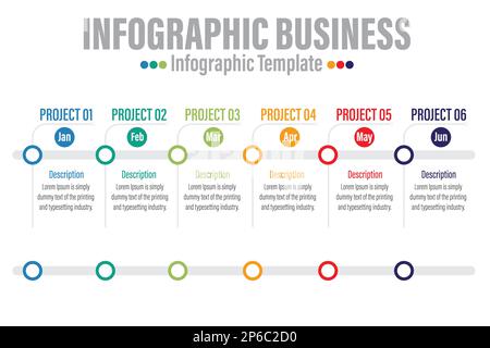 6Project 6Months 6YearModern Timeline diagram with progress circle, presentation vector infographic with circle. Infographic template for business. Stock Vector