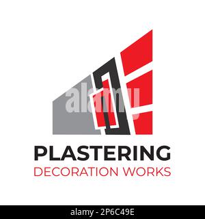 Vector set of plastering finishing company logos Stock Vector