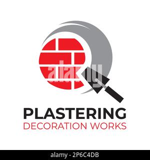 Vector set of plastering finishing company logos Stock Vector