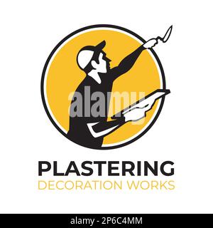 Vector set of plastering finishing company logos Stock Vector