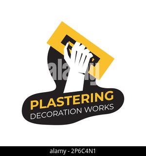 Vector set of plastering finishing company logos Stock Vector