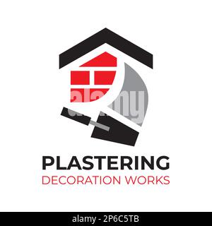 Vector set of plastering finishing company logos Stock Vector