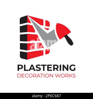 Vector set of plastering finishing company logos Stock Vector