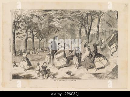 After Winslow Homer, The Boston Common, 22 May 1858, wood engraving on newsprint. Stock Photo