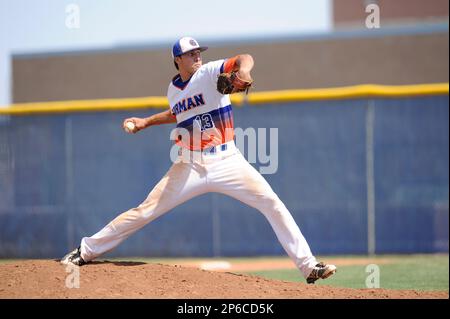 Bishop Gorman's Joey Gallo looks to turn a double play as Green Valley's  Even Va …