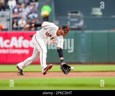 May 28, 2012: Giants shortstop Brandon Crawford leaps over D-backs