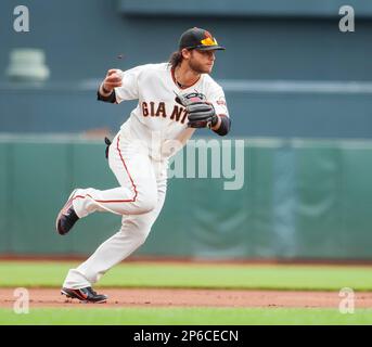 May 28, 2012: Giants shortstop Brandon Crawford leaps over D-backs