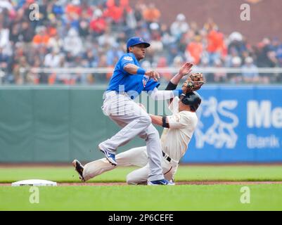 May 28, 2012: Giants shortstop Brandon Crawford leaps over D-backs