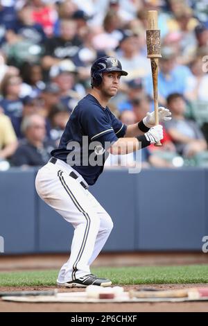 June 20, 2012: Milwaukee Brewers center fielder Nyjer Morgan #2 looks  toward the crowd while standing on deck. The Brewers defeated the Blue Jays  8-3 at Miller Park in Milwaukee, WI. John