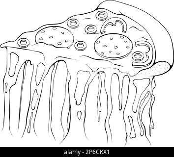 Slice of pizza line art Stock Vector
