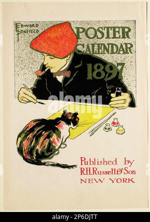 Edward Penfield, Poster Calendar 1897, R. H. Russel & Son, Publisher, 1897, zincograph on paper. Stock Photo