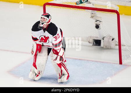 April 29, 2012: New Jersey Devils goalie Martin Brodeur (30) looks up at  the replay after giving up the game winning goal following the NHL Eastern  Conference Simi-finals Game 1 between the