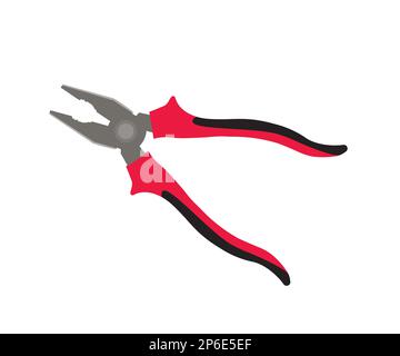 A black and red hand pliers logo design. Combination pliers tool. Necessary hand tool. Construction tool. Pliers vector design and illustration. Stock Vector