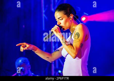 Zoe Gotusso during a live concert in Buenos Aires, Argentina Stock Photo