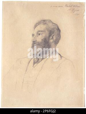 Alphonse Legros, Portrait of Herbert Wilson, 1880, graphite on ivory laid paper. Stock Photo