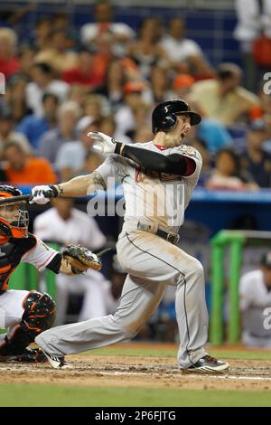 MIAMI, FL - APRIL 14: Miami Marlins left fielder Jorge Soler (12) watches  an incoming pitch during the game between the Arizona Diamondbacks and the  Miami Marlins on Friday, April 14, 2023